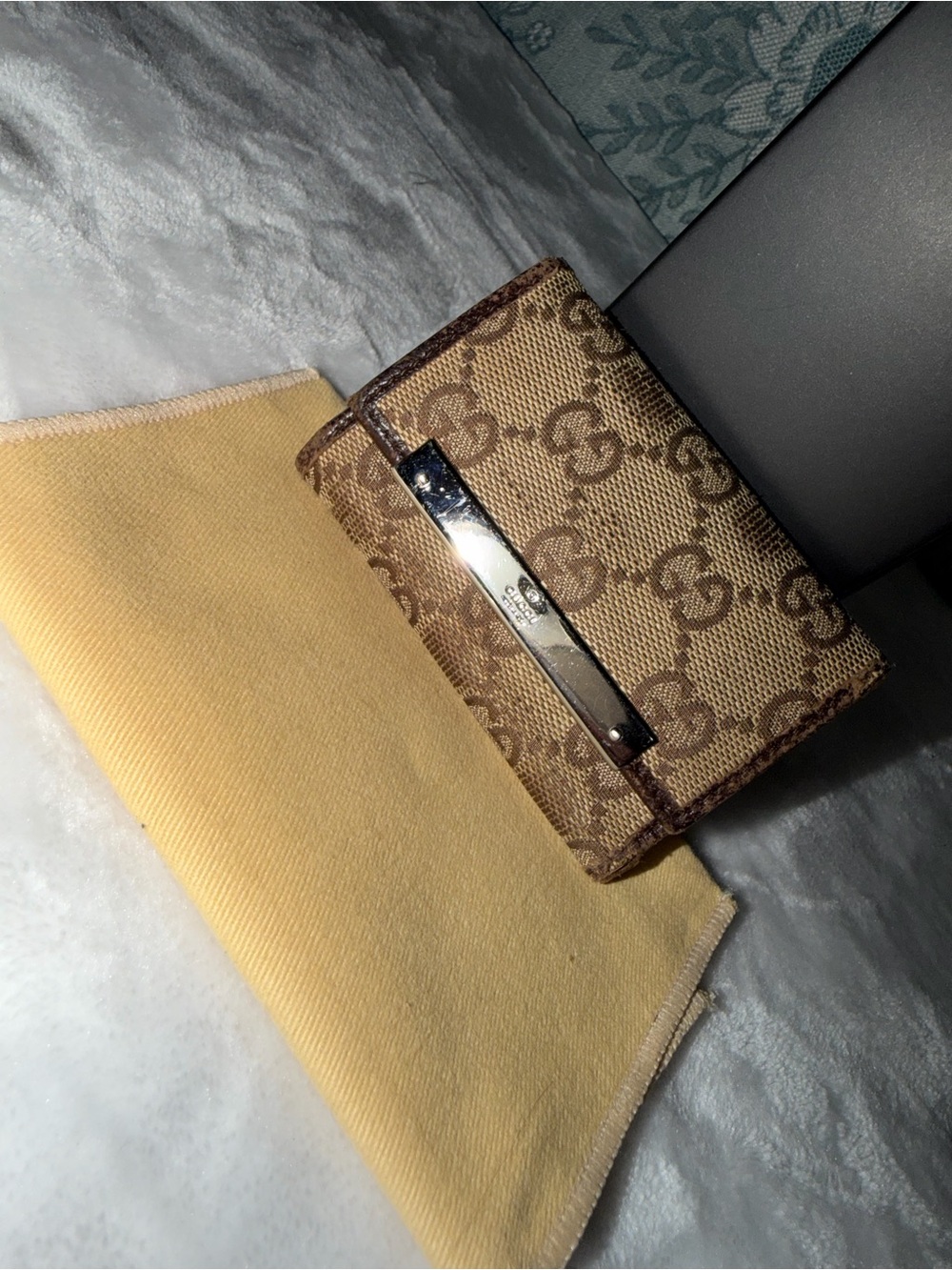 Gucci Brown & Beige Canvas Card and key holder